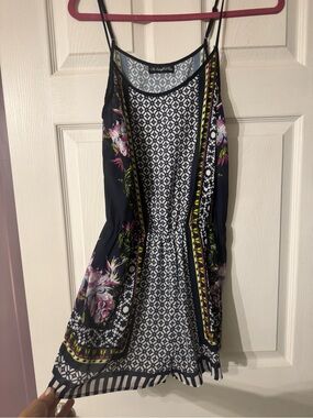 Navy Floral Print Sleeveless Romper